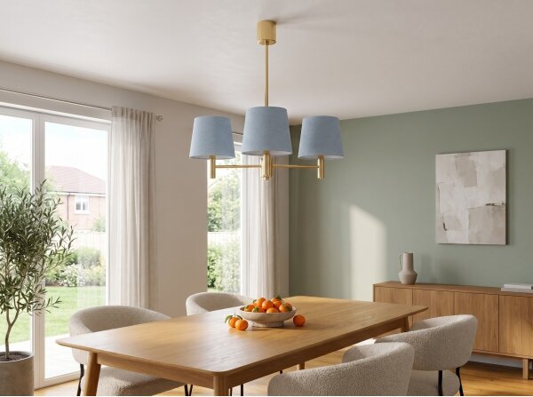 Brilagi - Lampadario a stelo MONTE 3xE27/60W/230V blu/oro