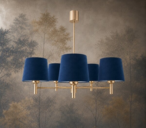 Brilagi - Lampadario a stelo MONTE 5xE27/60W/230V blu/oro