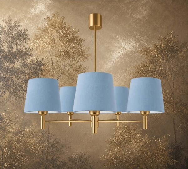Brilagi - Lampadario su asta MONTE 5xE27/60W/230V blu/oro