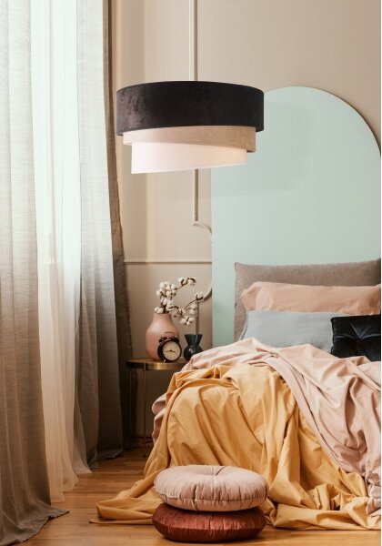 Duolla - Lampadario a sospensione con filo DEVON 1xE27/40W/230V diametro 45 cm nero/beige