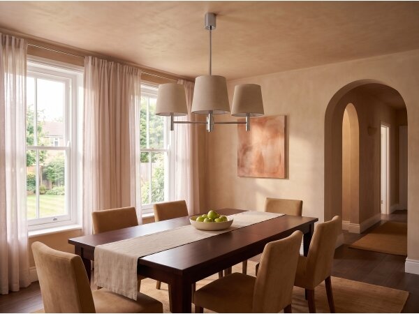 Brilagi - Lampadario a stelo MONTE 3xE27/60W/230V beige/cromo lucido