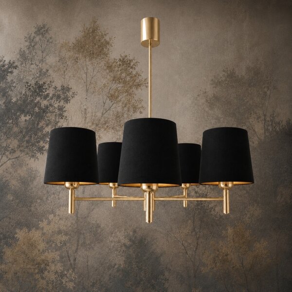 Brilagi - Lampadario a stelo MONTE 5xE27/60W/230V nero/oro