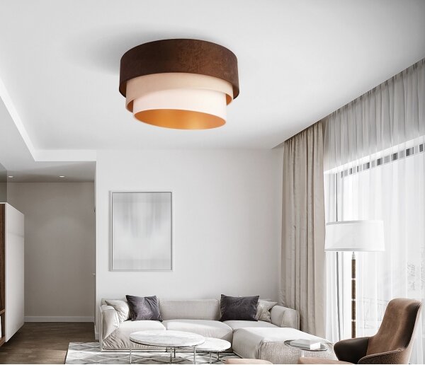 Duolla - Plafoniera DEVON 1xE27/40W/230V diametro 45 cm marrone/beige