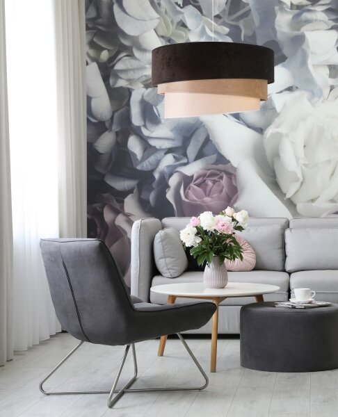 Duolla - Lampadario a sospensione con filo DEVON 1xE27/40W/230V diametro 45 cm nero/beige
