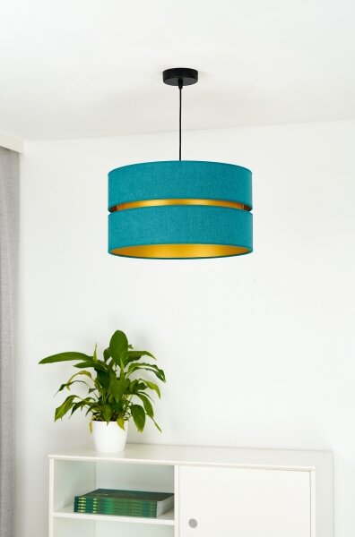Duolla - Lampadario a sospensione con filo DUO 1xE27/15W/230V diametro 40 cm turchese/oro