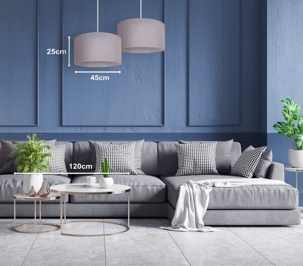 Duolla - Lampadario a sospensione con filo BRISTOL 1xE27/40W/230V diametro 45 cm grigio