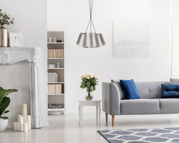 Duolla - Lampadario su filo ROSSA 3xE27/40W/230V argento