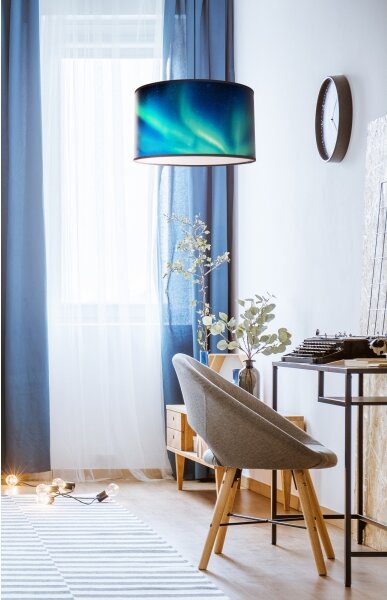 Duolla - Lampadario a sospensione con filo PRINT M 1xE27/40W/230V diametro 35 cm turchese