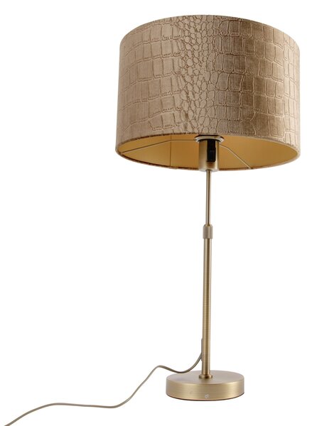 Lampada da tavolo bronzo con paralume in velluto coccodrillo 35cm - Parte