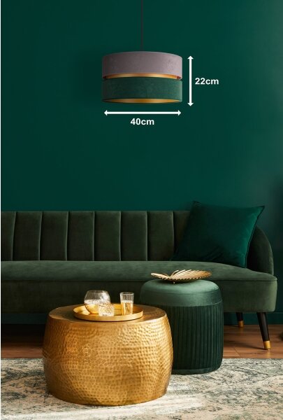 Duolla - Lampadario a sospensione con filo DUO 1xE27/15W/230V diametro 40 cm grigio/verde/oro