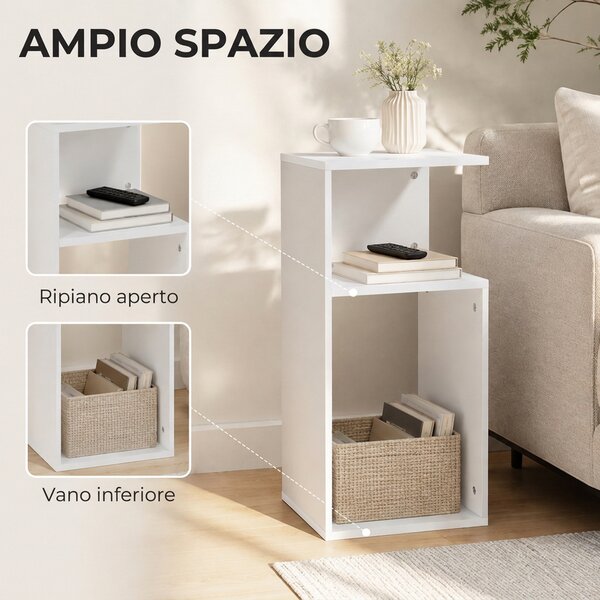 HOMCOM Set 2 Tavolini da Salotto Moderni con Ripiano Aperto, per Soggiorno, Camera da Letto, Ufficio, Bianco | Aosom Italy