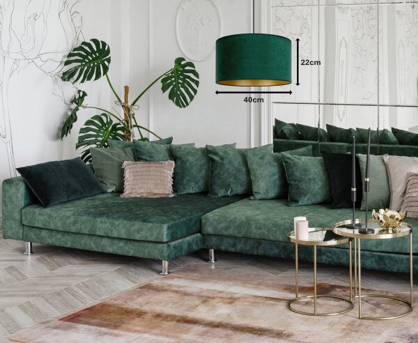 Duolla - Lampadario a sospensione con filo ROLLER 1xE27/15W/230V diametro 40 cm verde scuro/oro