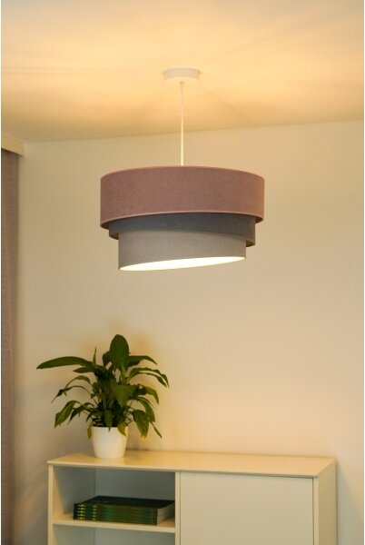Duolla - Lampadario a sospensione con filo TRIO 1xE27/15W/230V diametro 45 cm rosa/grigio/bianco