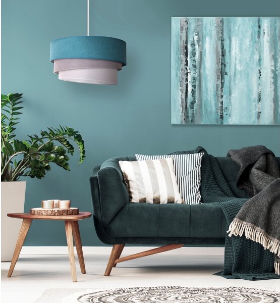 Duolla - Lampadario a sospensione con filo TRIO 1xE27/15W/230V diametro 45 cm turchese/grigio/bianco