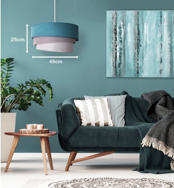 Duolla - Lampadario a sospensione con filo TRIO 1xE27/15W/230V diametro 45 cm turchese/grigio/bianco