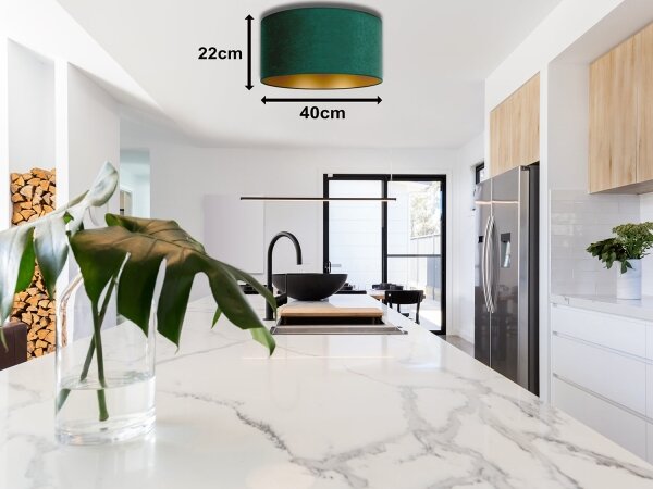 Duolla - Plafoniera ROLLER 1xE27/15W/230V d. 40 cm verde scuro/oro