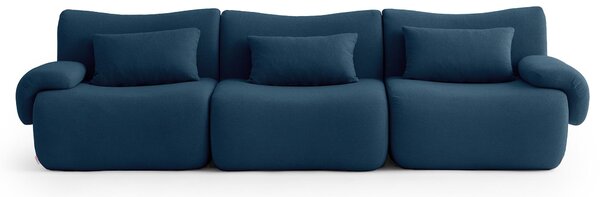 MILYSOFA SOFATIME Divano componibile a 3 posti, dal design lineare, in pregiato tessuto a riccioli, blu scuro