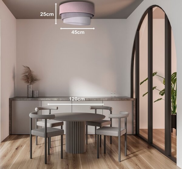Duolla - Plafoniera TRIO 1xE27/15W/230V diametro 45 cm rosa/grigio/bianco