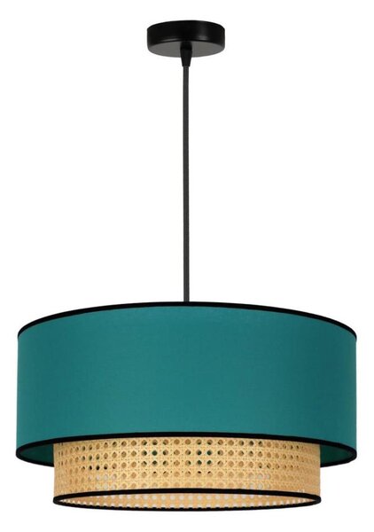 Duolla - Lampadario a sospensione con filo BOHO 1xE27/15W/230V diametro 45 cm turchese/rattan