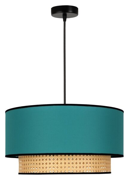 Duolla - Lampadario a sospensione con filo BOHO 1xE27/15W/230V diametro 45 cm turchese/rattan