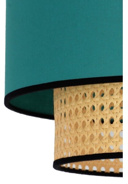 Duolla - Lampadario a sospensione con filo BOHO 1xE27/15W/230V diametro 45 cm turchese/rattan