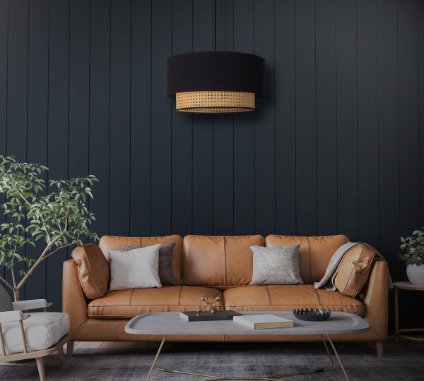 Duolla - Lampadario a sospensione con filo BOHO 1xE27/15W/230V diametro 45 cm nero/rattan