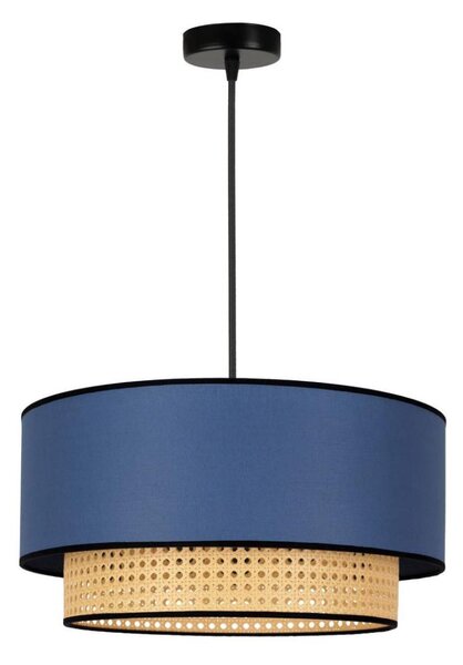 Duolla - Lampadario a sospensione con filo BOHO 1xE27/15W/230V diametro 45 cm blu/rattan