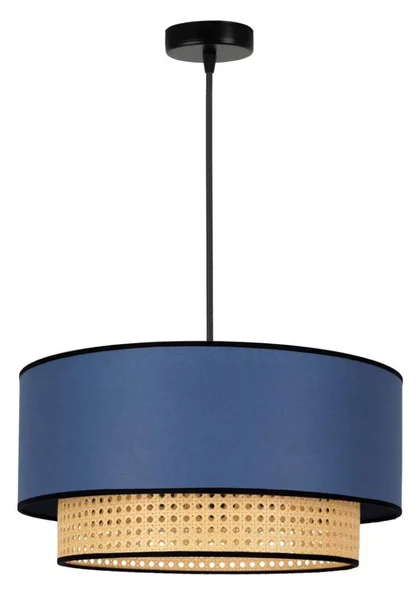 Duolla - Lampadario a sospensione con filo BOHO 1xE27/15W/230V diametro 45 cm blu/rattan