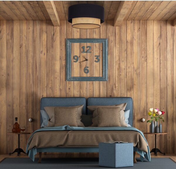 Duolla - Plafoniera BOHO 1xE27/15W/230V diametro 45 cm nero/rattan