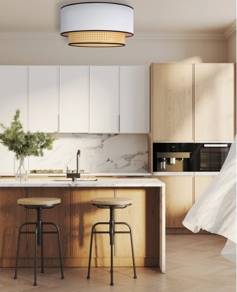 Duolla - Plafoniera BOHO 1xE27/15W/230V diametro 45 cm bianco/rattan