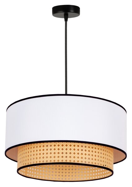 Duolla - Lampadario a sospensione con filo BOHO 1xE27/15W/230V diametro 45 cm bianco/rattan