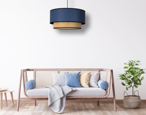 Duolla - Lampadario a sospensione con filo BOHO 1xE27/15W/230V diametro 45 cm blu/rattan