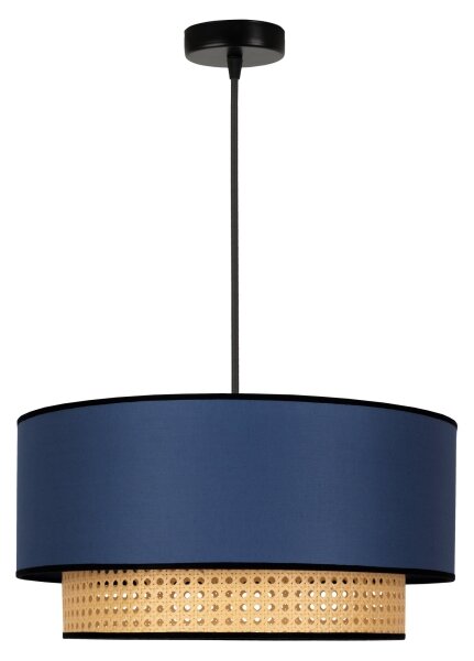Duolla - Lampadario a sospensione con filo BOHO 1xE27/15W/230V diametro 45 cm blu/rattan
