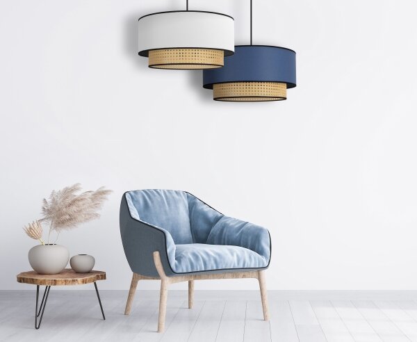 Duolla - Lampadario a sospensione con filo BOHO 1xE27/15W/230V diametro 45 cm bianco/rattan