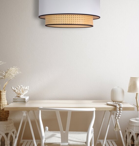 Duolla - Plafoniera BOHO 1xE27/15W/230V diametro 45 cm bianco/rattan