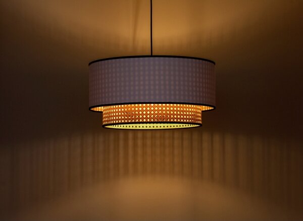Duolla - Lampadario a sospensione con filo BOHO 1xE27/15W/230V diametro 45 cm bianco/rattan