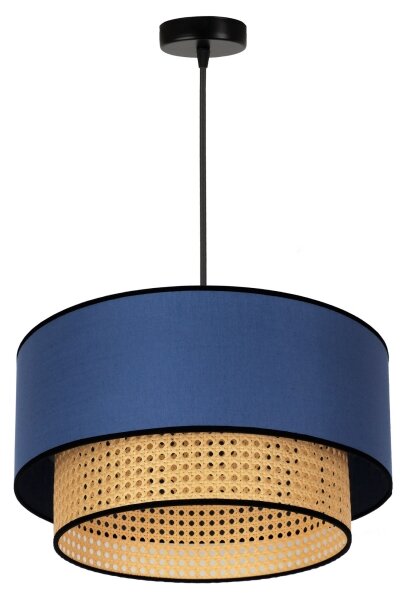Duolla - Lampadario a sospensione con filo BOHO 1xE27/15W/230V diametro 45 cm blu/rattan