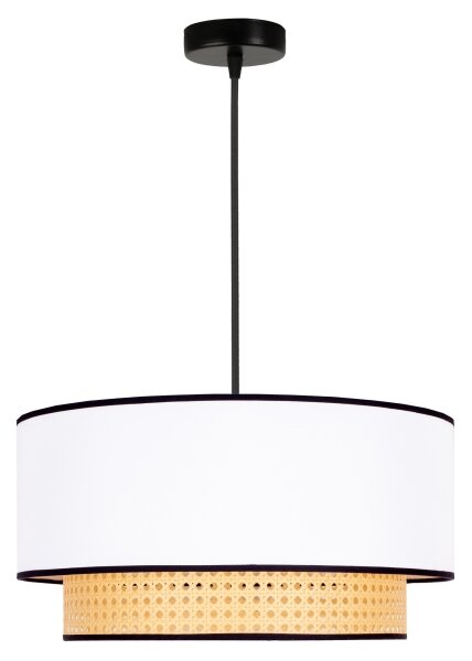 Duolla - Lampadario a sospensione con filo BOHO 1xE27/15W/230V diametro 45 cm bianco/rattan