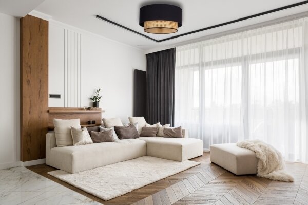 Duolla - Plafoniera BOHO 1xE27/15W/230V diametro 45 cm nero/rattan