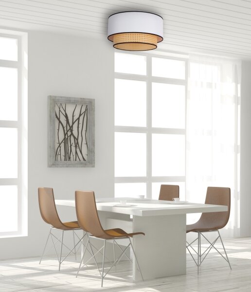 Duolla - Plafoniera BOHO 1xE27/15W/230V diametro 45 cm bianco/rattan