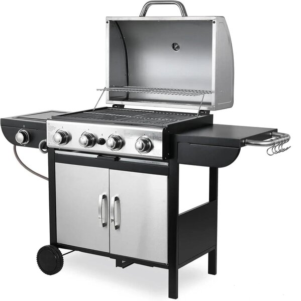 Barbecue a gas - Griglia a gas - Barbecue - Carrello per barbecue - Griglia da esterno - 4+1 piastre in acciaio inossidabile