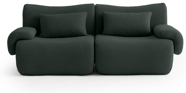 MILYSOFA SOFATIME Divano modulare lineare, a due posti, in raffinato tessuto a riccioli, verde bosco