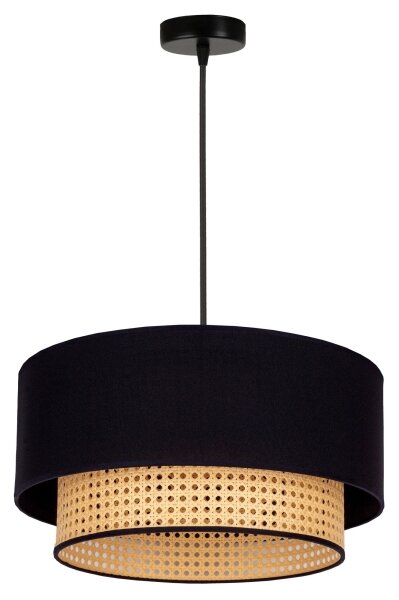Duolla - Lampadario a sospensione con filo BOHO 1xE27/15W/230V diametro 45 cm nero/rattan