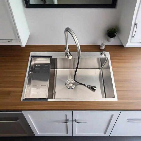 Rubinetto da cucina - Miscelatore per cucina - Rubinetto estraibile - Miscelatore - Bocchetta girevole - Materiale in acciaio inossidabile