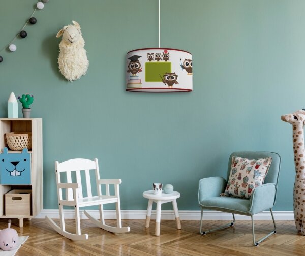 Duolla - Lampadario a sospensione per bambini OWLS MULTI 1xE27/15W/230V diametro 35 cm