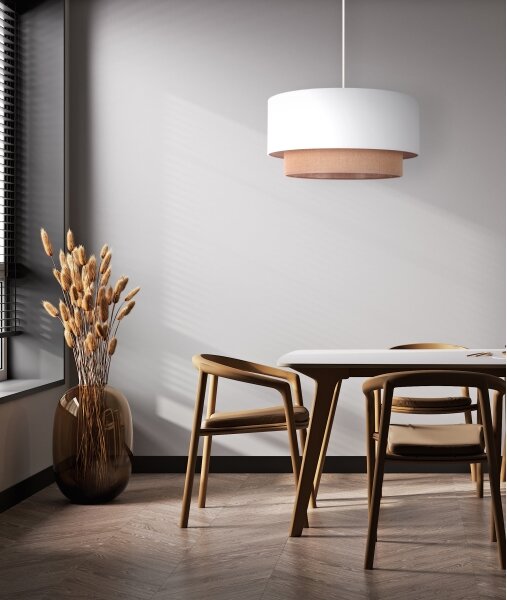 Duolla - Lampadario a sospensione con filo BOHO 1xE27/15W/230V diametro 45 cm bianco/marrone