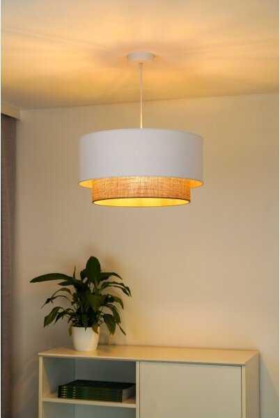 Duolla - Lampadario a sospensione con filo BOHO 1xE27/15W/230V diametro 45 cm bianco/marrone