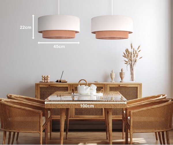 Duolla - Lampadario a sospensione con filo BOHO 2xE27/15W/230V beige/marrone