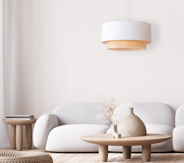 Duolla - Lampadario su filo BOHO 1xE27/15W/230V d. 45 cm cremoso/rattan