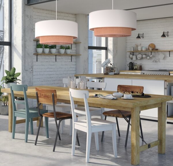 Duolla - Lampadario a sospensione con filo BOHO 2xE27/15W/230V beige/marrone